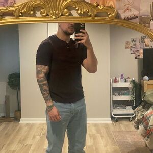 H&M burgandy Henley Shirt for Men